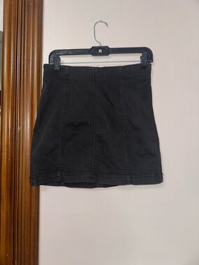 Free People Black Denim Mini Skirt